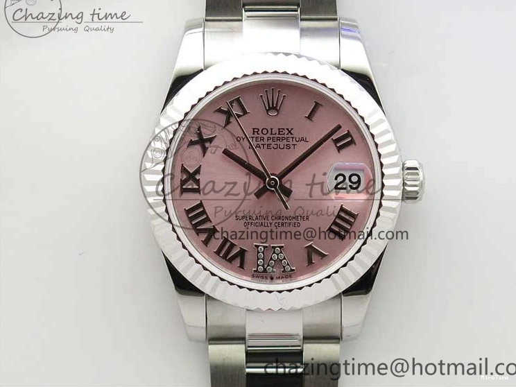 MiroTime 0124 Datejust 31mm 278271 SS BP Maker Best Edition Pink Roman Dial on Oyster Bracelet Vibrant 2748